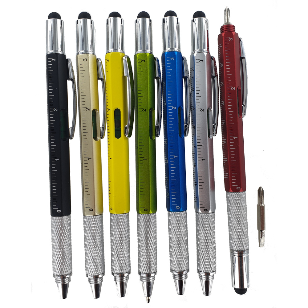 Pen voor iPhone met schroevendraaiers, waterpas en centimeter